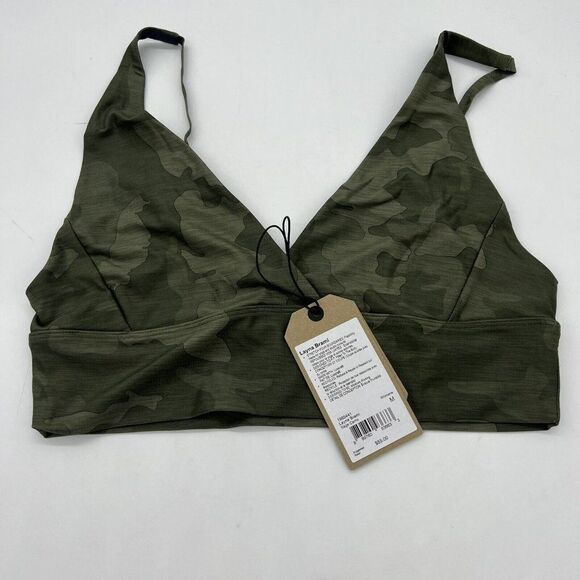 Prana Layna Brami Sage Camo Bra Bralette Size Medium NWT - Picture 1 of 5
